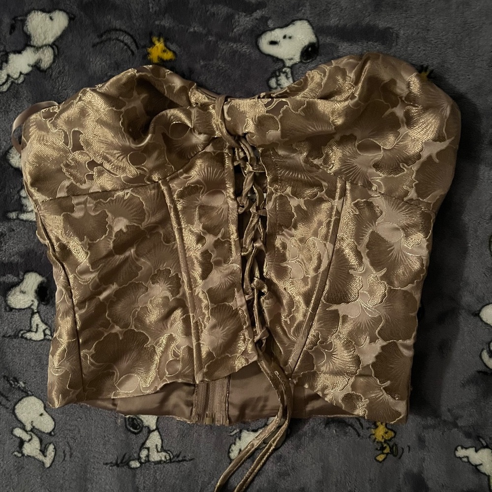 Fashion Nova Gold Sleeveless Bustier Cropped Top